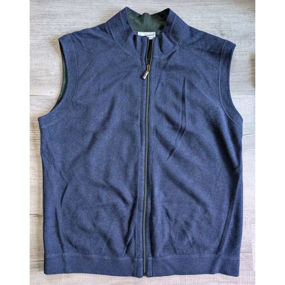 Tommy Bahama Sweater Vest Mens Sz XL Blue Green FlipShore Reversible Zip READ